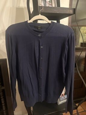 J. Crew Women’s Navy Button-Front Crewneck Cardigan